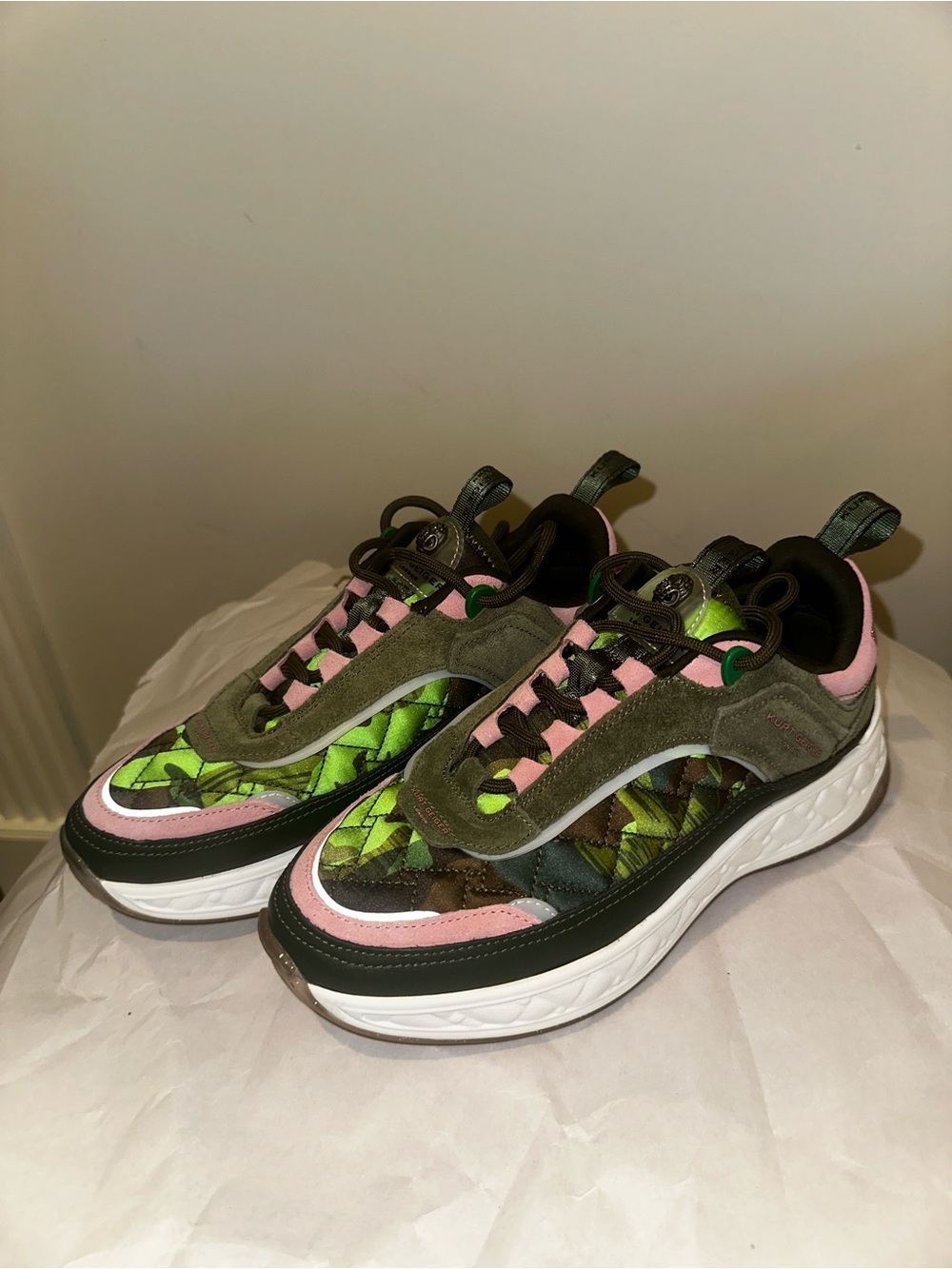Kurt Geiger Green, Pink & Olive Mixed-Media Sneakers